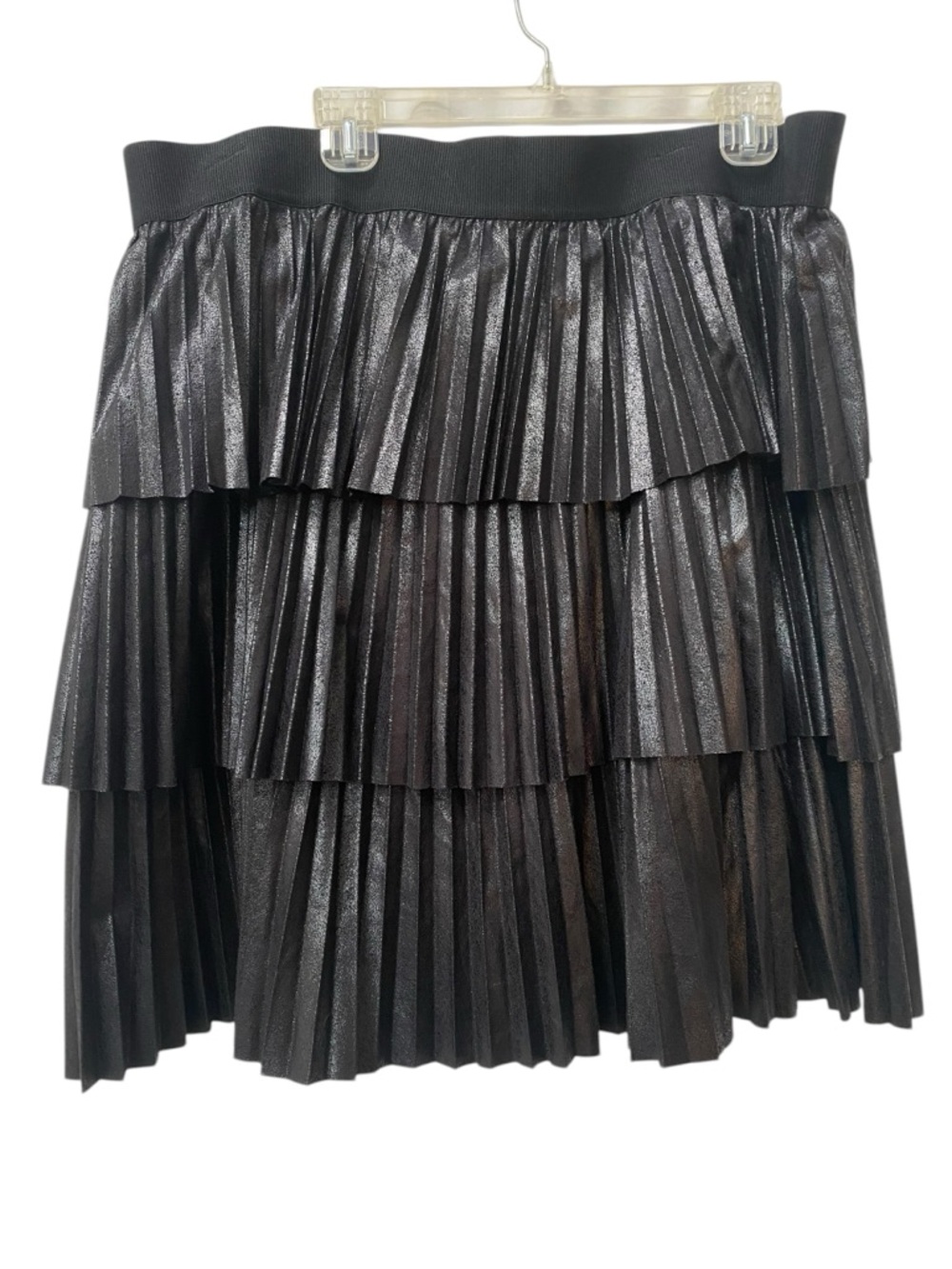 Lane Bryant 22/24 Black Tiered Pleated Metallic Black Skirt 2X